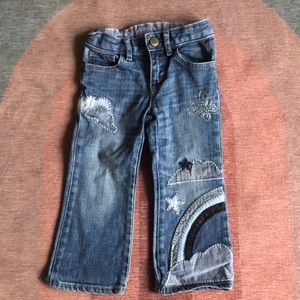 Baby Gap Boho Butterfly Rainbow Embroidered Patchwork Jeans